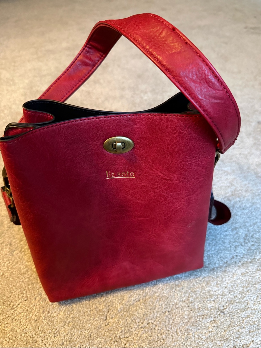 Liz Soto Red Leather Bucket Bag